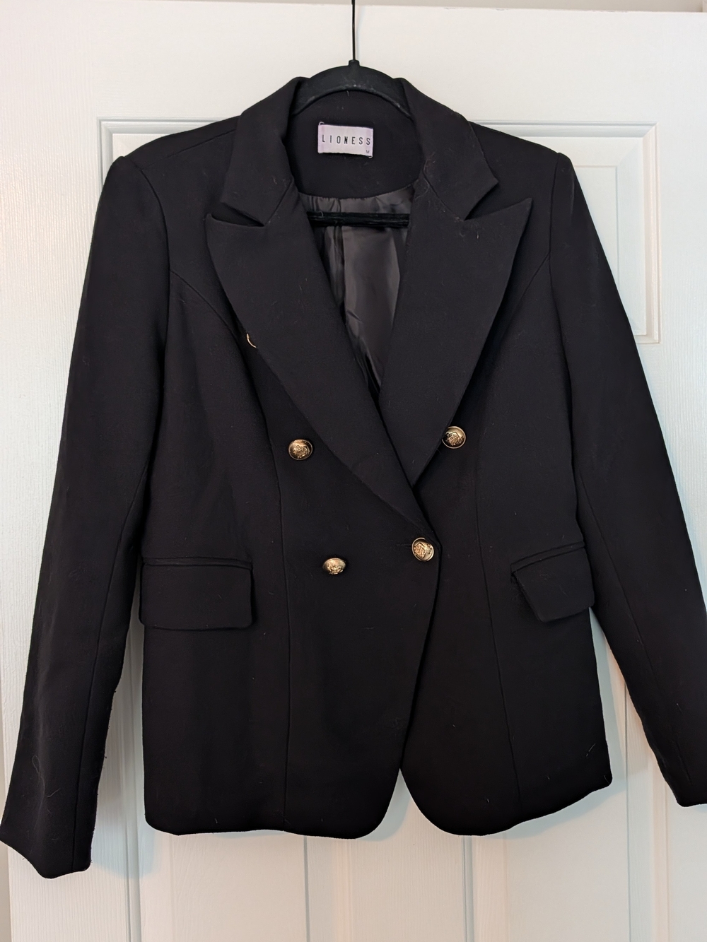 Lioness Women's Black Double-Breasted Blazer Jacket
